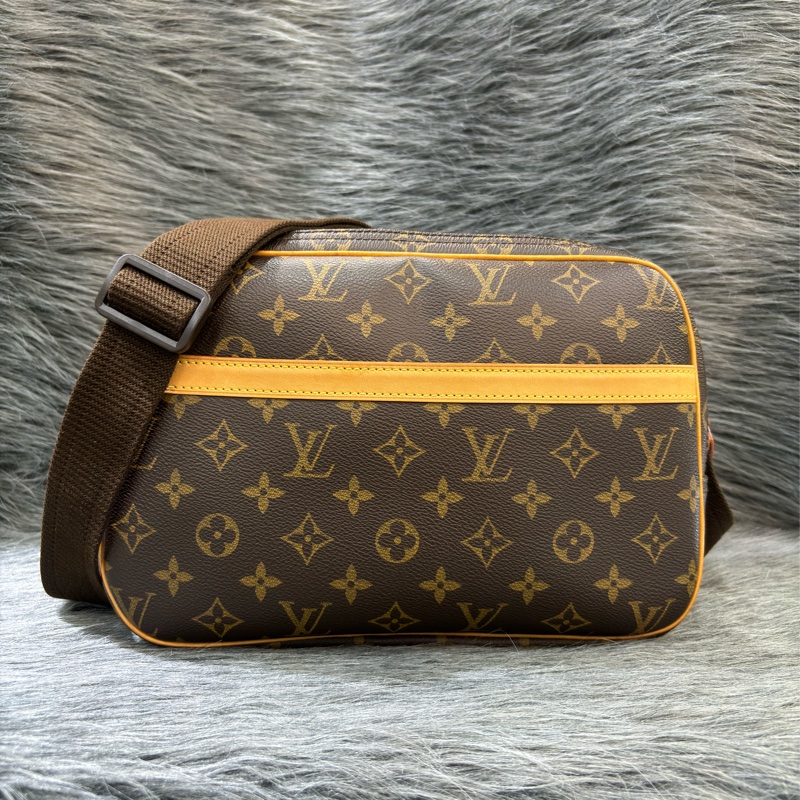 LV M45254 原花 老花 拉鍊 肩背包 斜背包 郵差包 信差包 小 REPORTER 記者包-0