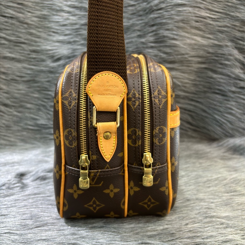 LV M45254 原花 老花 拉鍊 肩背包 斜背包 郵差包 信差包 小 REPORTER 記者包-1