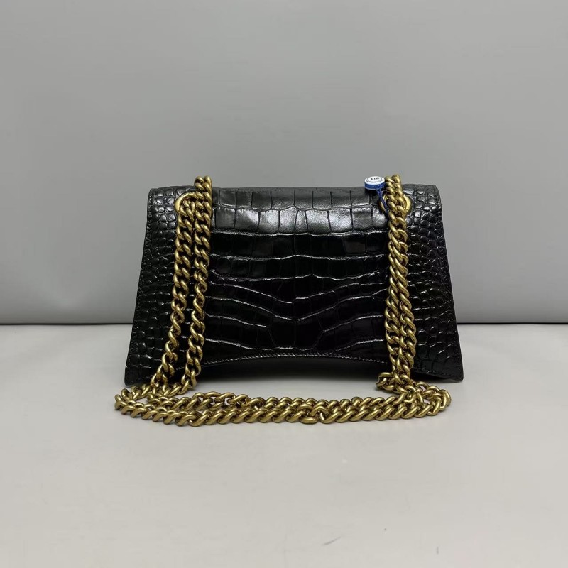 Balenciaga巴黎世家 crush黑色金扣鱷魚紋鏈條包肩背包斜背包-1