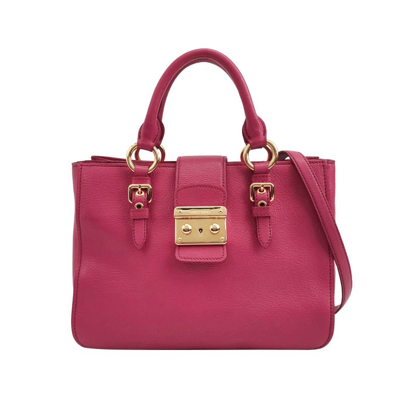 Miu Miu Madras 羊皮 純色 字母 Logo 斜背包 單肩包-0