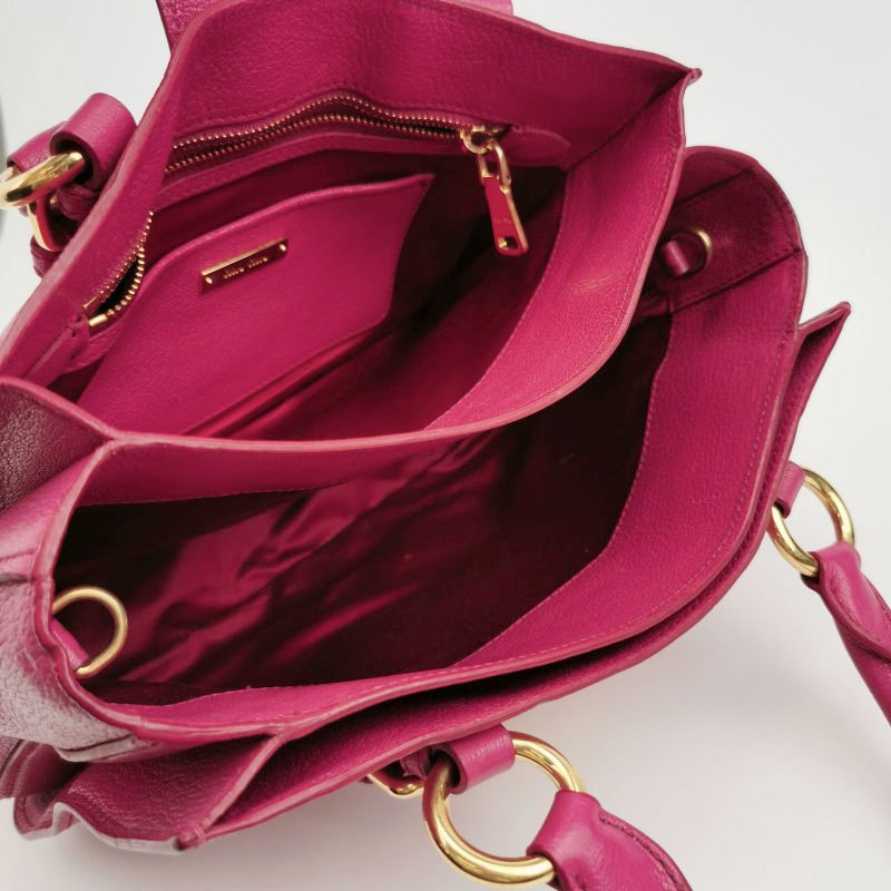 Miu Miu Madras 羊皮 純色 字母 Logo 斜背包 單肩包-6