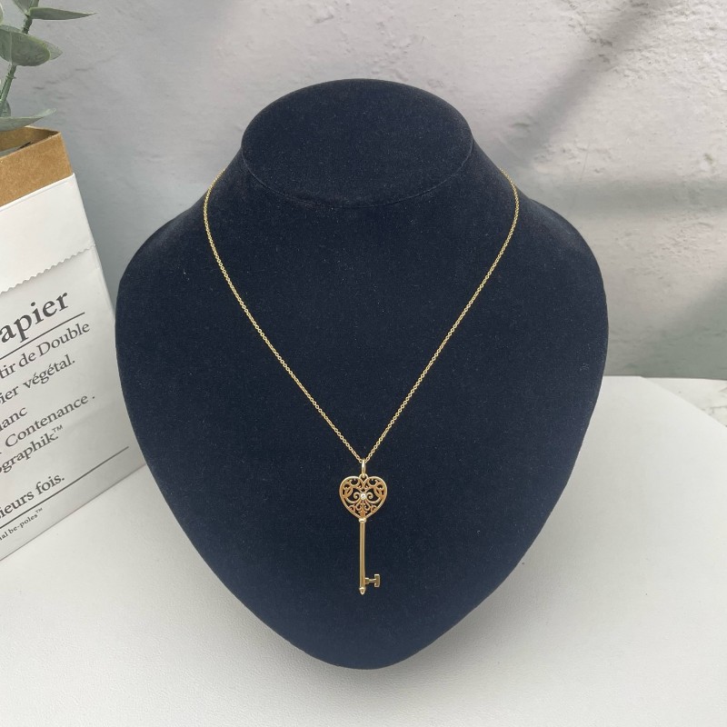 Tiffany/蒂芙尼 keys心形透空單鑽石鑰匙項鍊-0