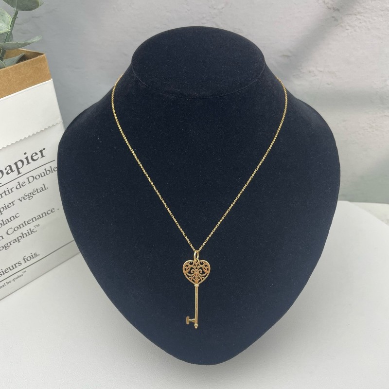 Tiffany/蒂芙尼 keys心形透空單鑽石鑰匙項鍊-1