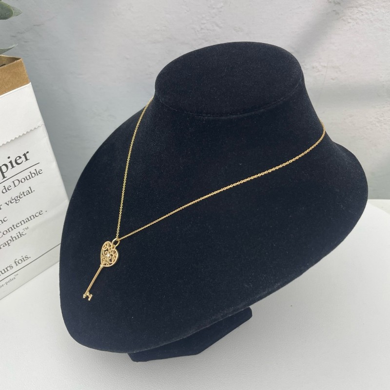 Tiffany/蒂芙尼 keys心形透空單鑽石鑰匙項鍊-3