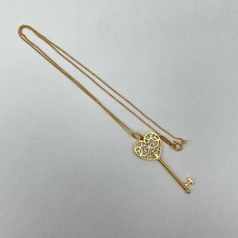 Tiffany/蒂芙尼 keys心形透空單鑽石鑰匙項鍊-6