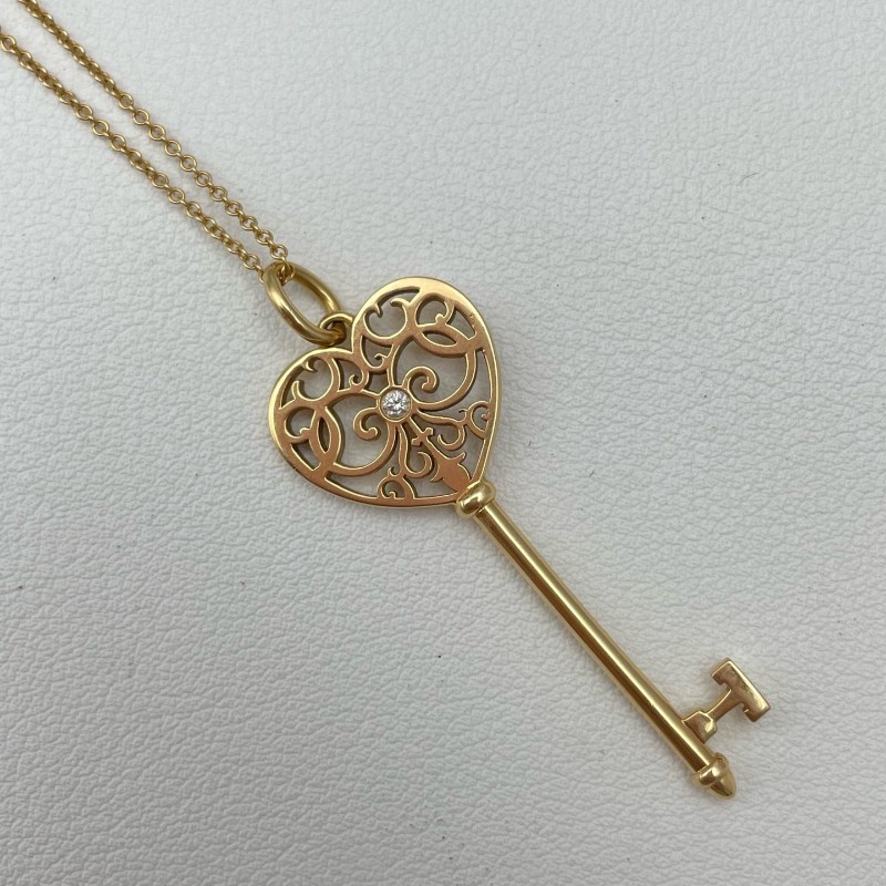 Tiffany/蒂芙尼 keys心形透空單鑽石鑰匙項鍊-7