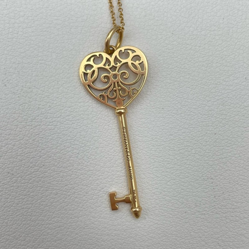 Tiffany/蒂芙尼 keys心形透空單鑽石鑰匙項鍊-8