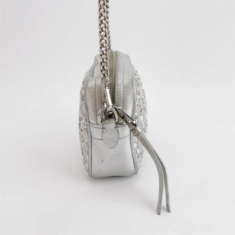 Miu Miu 羊皮 純色 亮片 字母 logo 拉鍊 相機包 斜背包-4