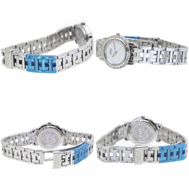 HERMES Clipper Nakreh（舊扣環）女士手錶 CL4.230.215 3869 附 12 顆鑽石錶圈和不鏽鋼錶鍊（40047）-3