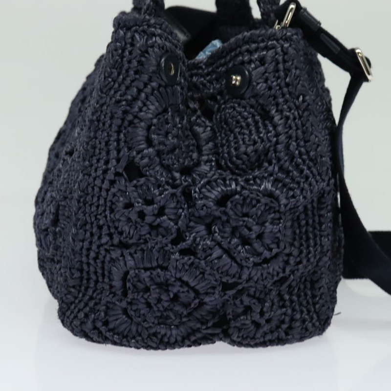 【日本直送】PRADA Canapa PM 手提包 拉菲草 海軍藍 正品 am8832-2