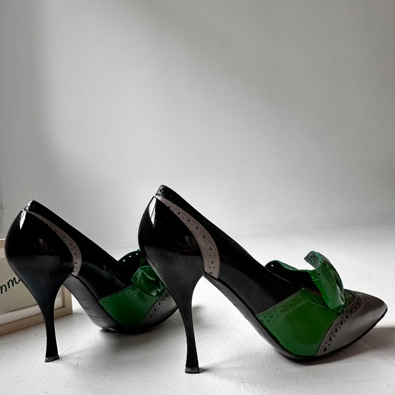 Miu Miu 綠緞帶 尖頭跟鞋-7