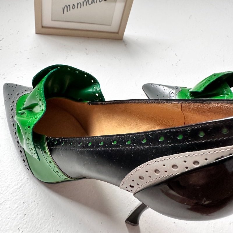 Miu Miu 綠緞帶 尖頭跟鞋-8