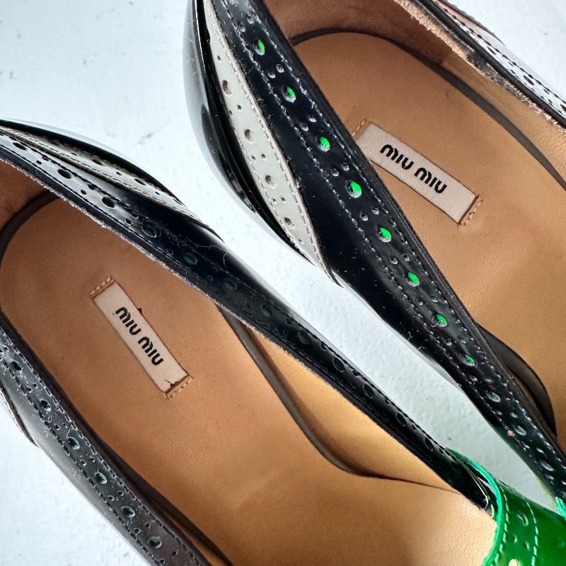 Miu Miu 綠緞帶 尖頭跟鞋-9
