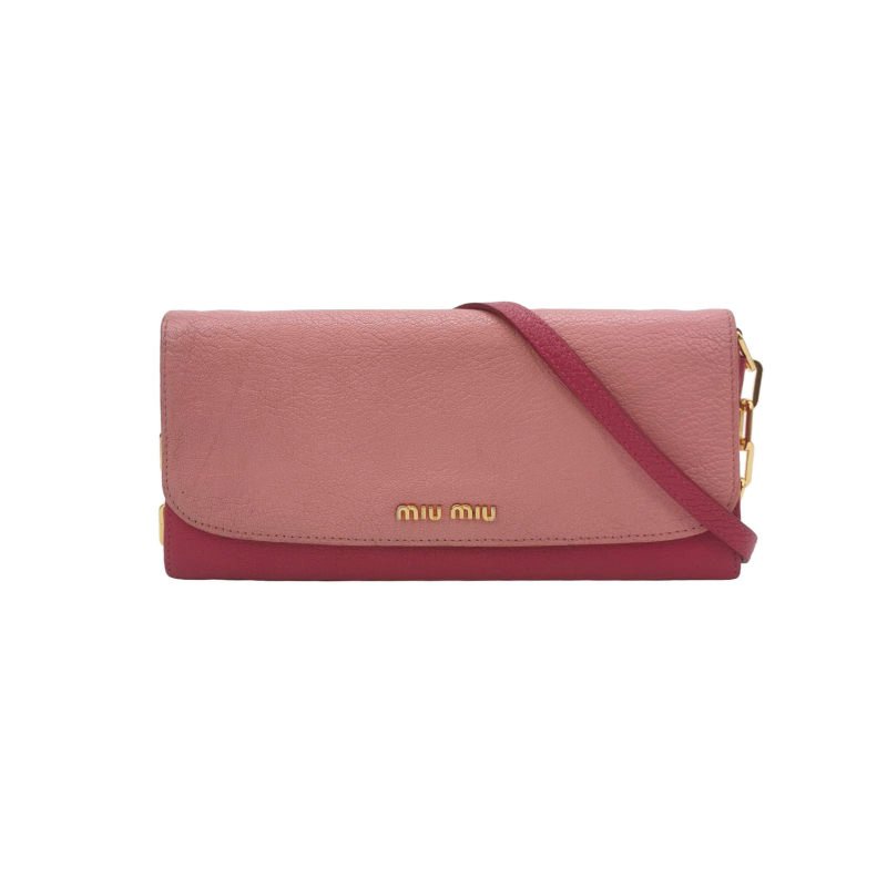 Miu Miu 羊皮 拼色 字母 Logo 斜挎包-0