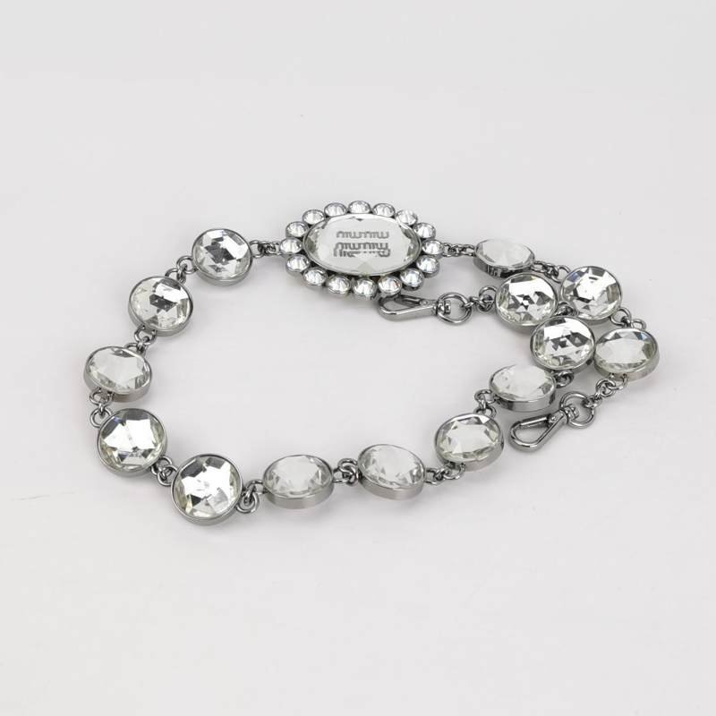 Miu Miu Crystal 系列 羊皮 純色 褶皺 珩縫鑽飾 單肩包-9