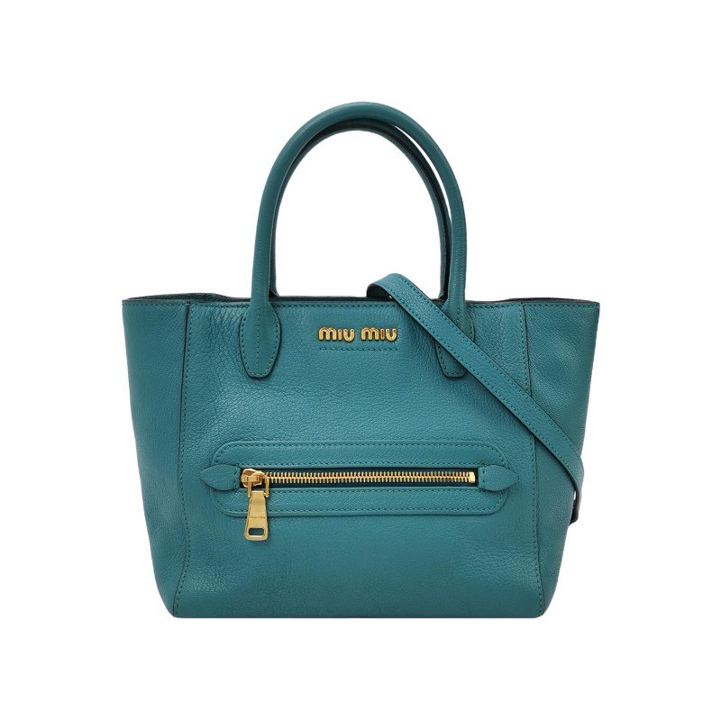 Miu Miu 羊皮 純色 字母 logo 標誌 拉鍊 斜背包 單肩包-0