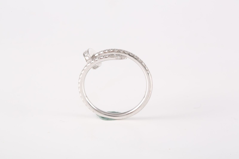 CARTIER(卡地亞) 18K白金 鑽石 白金 JUSTE UN CLOU 釘子戒指 窄版滿鑽 52 18K-2