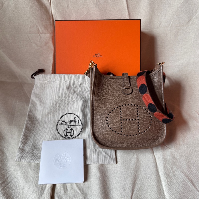 愛馬仕 Hermes Evelyne mini 16 大象灰 金扣 z刻-0