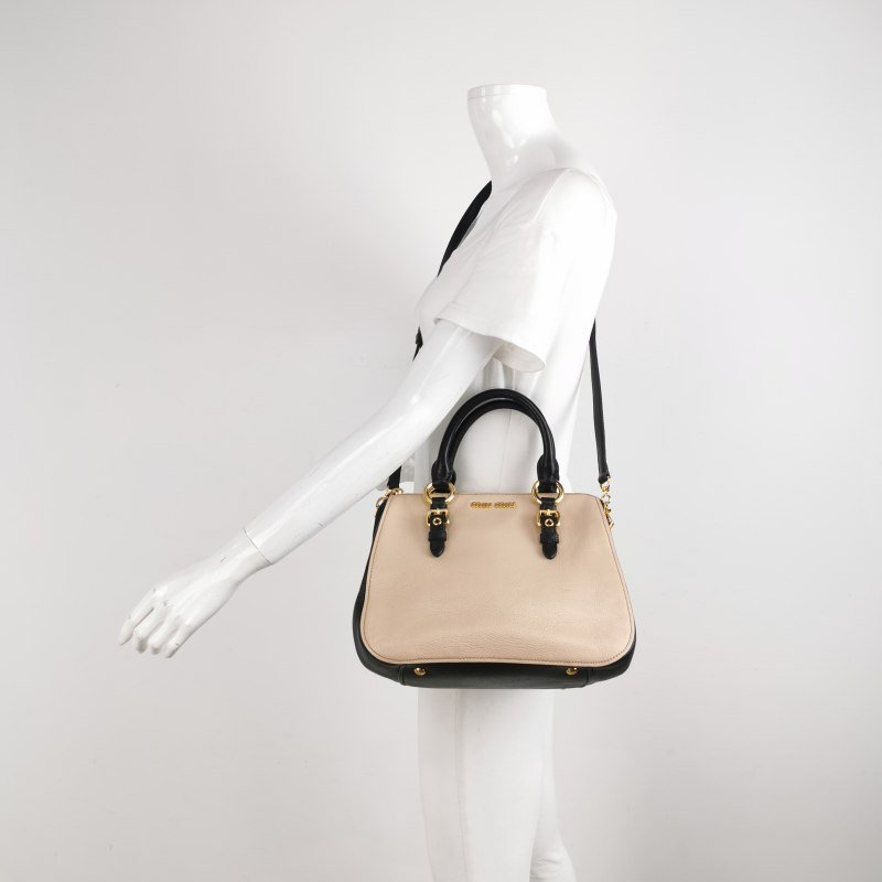 Miu Miu 羊皮 拼色 字母 Logo 斜背包 單肩包-1