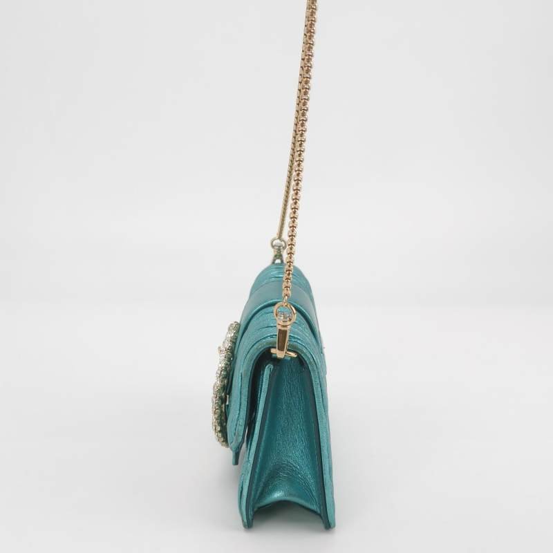 Miu Miu 羊皮 純色 褶皺 水鑽扣 斜背包 單肩包-4