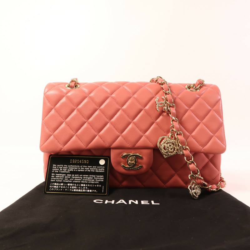CHANEL 羊皮皮革Chain Shoulder金扣肩背袋-14