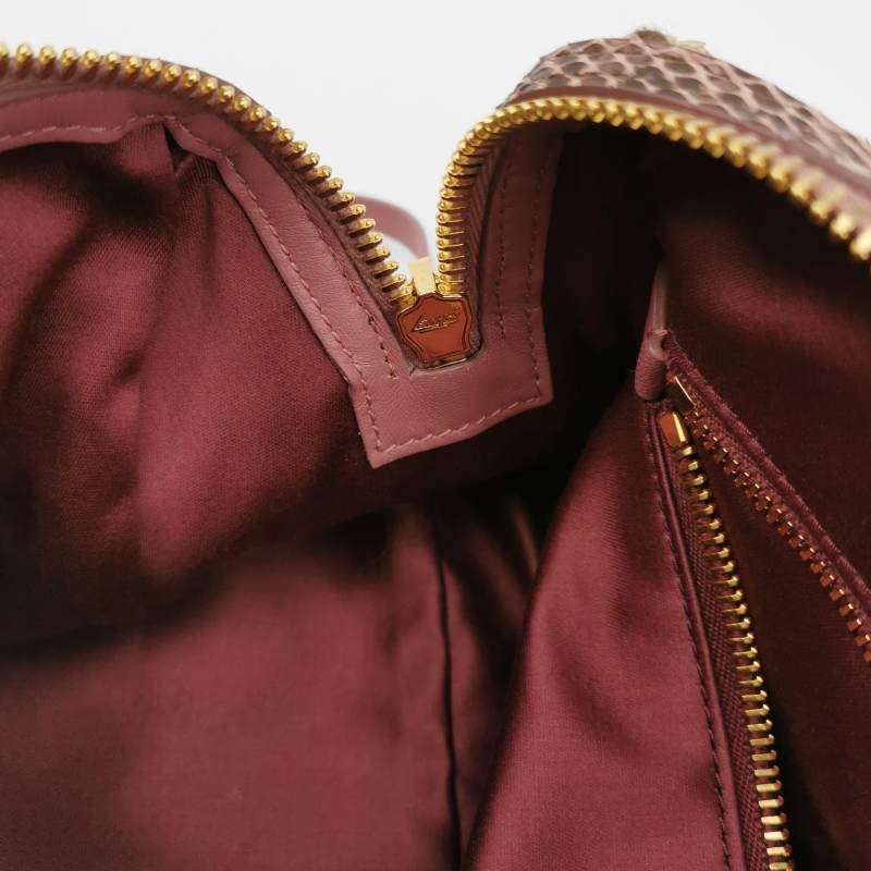 Miu Miu 羊皮 蛇皮 拼色 菱格 絎縫 字母 logo 波士頓包 斜背包 單肩包-7