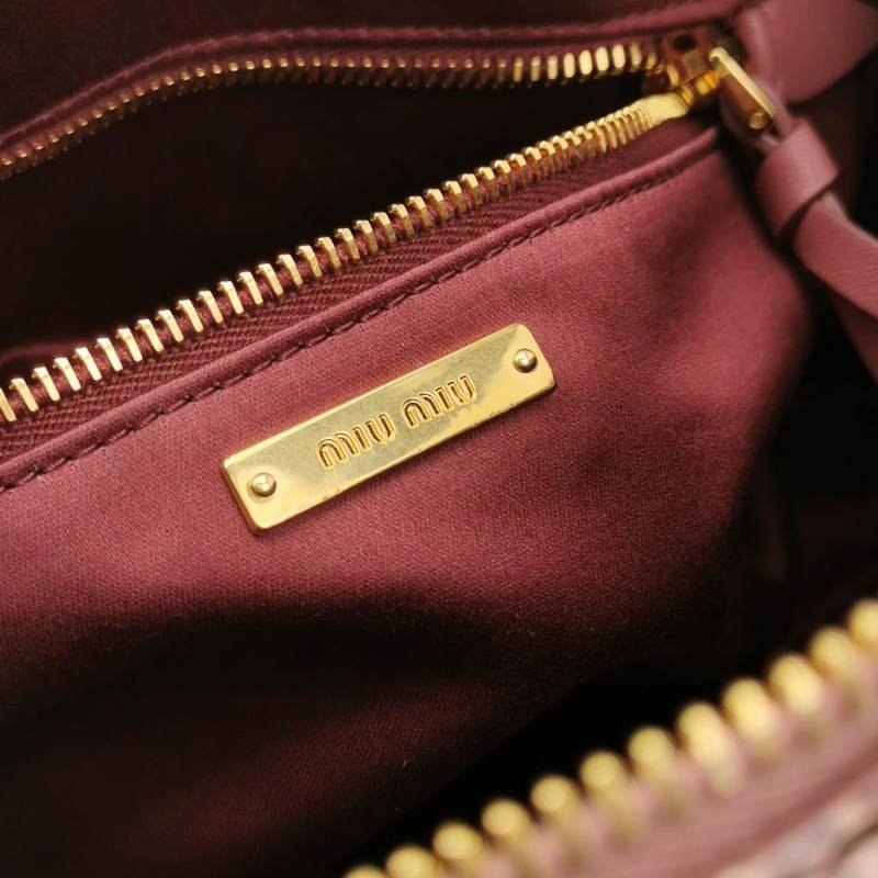 Miu Miu 羊皮 蛇皮 拼色 菱格 絎縫 字母 logo 波士頓包 斜背包 單肩包-8