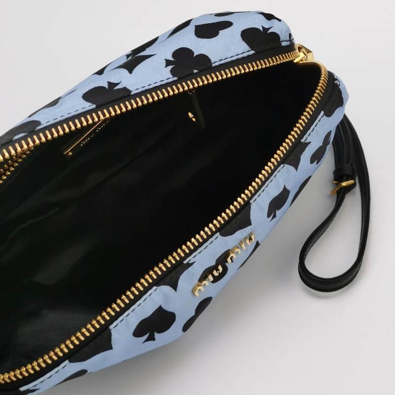 Miu Miu 羊皮 尼龍布 印花 字母 logo 手拿包-5