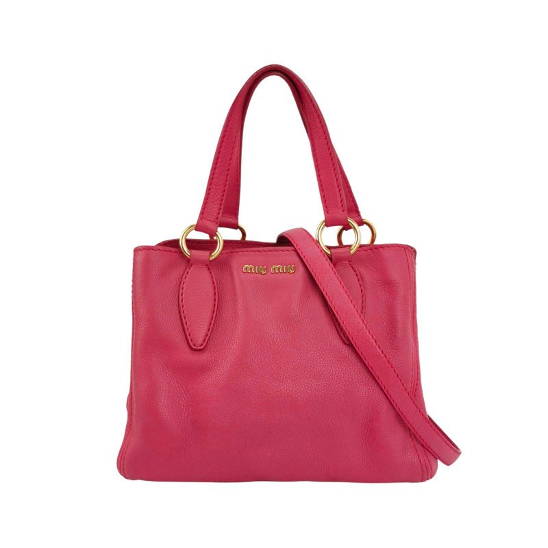 Miu Miu 牛皮 純色 字母 Logo 單肩包-0