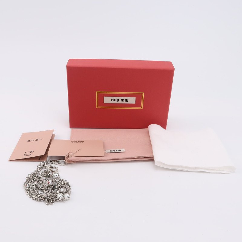 Miu Miu 牛皮 純色 字母 logo 水鑽 裝飾 流蘇 斜挎包 單肩包-8