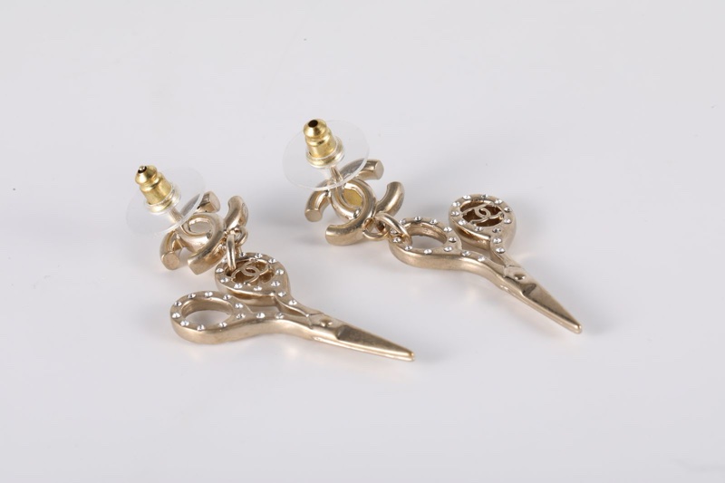 CHANEL(香奈兒)  合金 21P 雙C 剪刀 耳釘-3