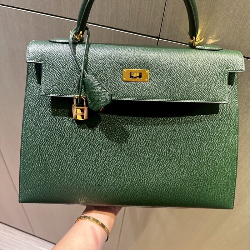自用 Hermes Kelly 32 Q刻 英國綠 有購證有盒-0