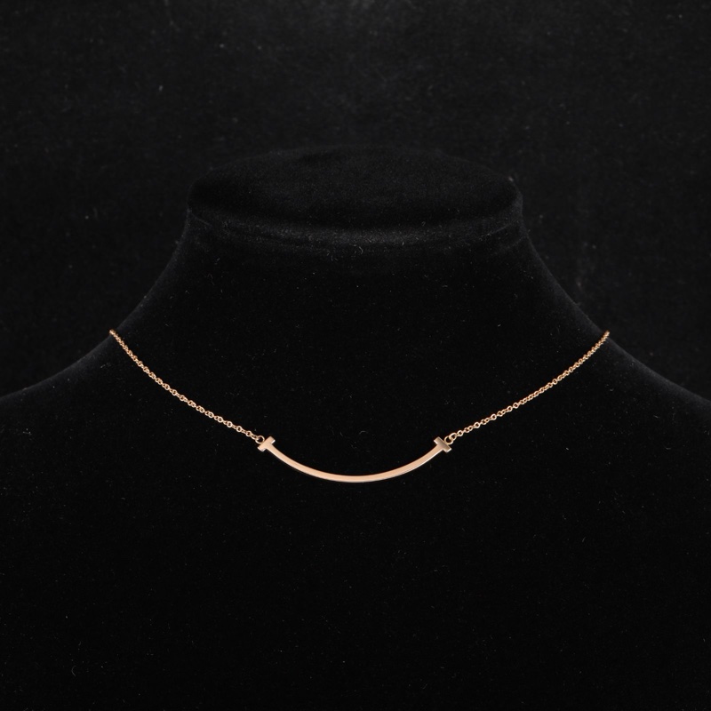 TIFFANY&CO(蒂芙尼) Tiffany T 微笑項鏈 小號 18K玫瑰金 項鏈 玫瑰金-0