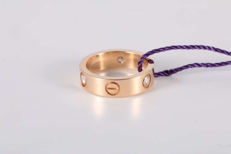 CARTIER(卡地亞) LOVE 18K金 三鑽戒指 18K玫瑰金/鑽石 54 玫瑰金 18K-4