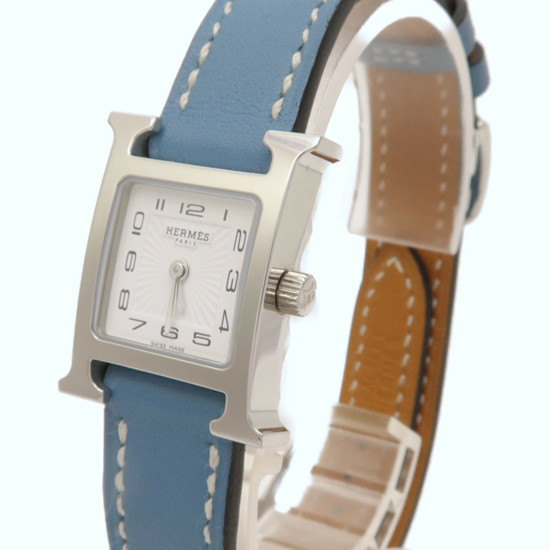HERMES Heure H Watch不鏽鋼/皮革手錶石英機芯白色-2