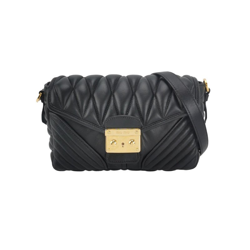 Miu Miu 羊皮 純色 絎縫 金屬扣環 斜挎包 單肩包-0