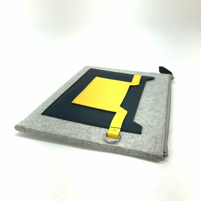 HERMES Toudou 29 小袋、第二袋、手拿包 毛氈/愛普生，男款，灰色/黃色-3