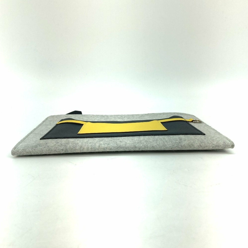 HERMES Toudou 29 小袋、第二袋、手拿包 毛氈/愛普生，男款，灰色/黃色-4