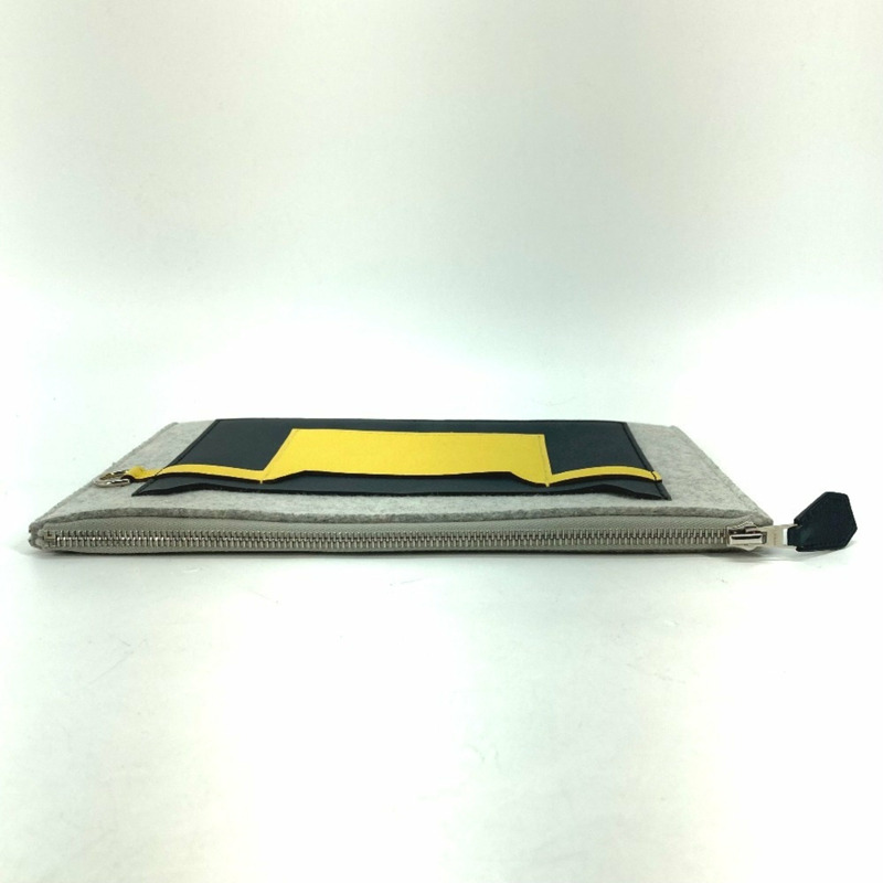 HERMES Toudou 29 小袋、第二袋、手拿包 毛氈/愛普生，男款，灰色/黃色-5