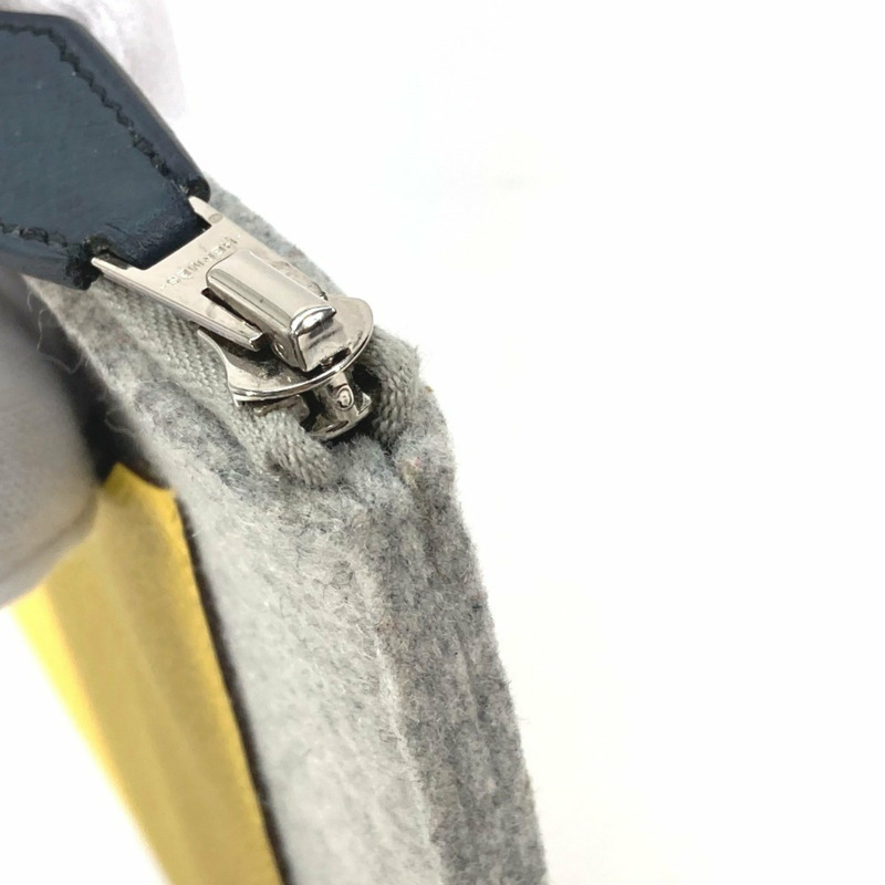 HERMES Toudou 29 小袋、第二袋、手拿包 毛氈/愛普生，男款，灰色/黃色-9