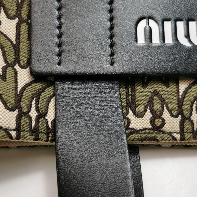Miu Miu 牛皮 帆布 撞色 字母 Logo 手提包-19