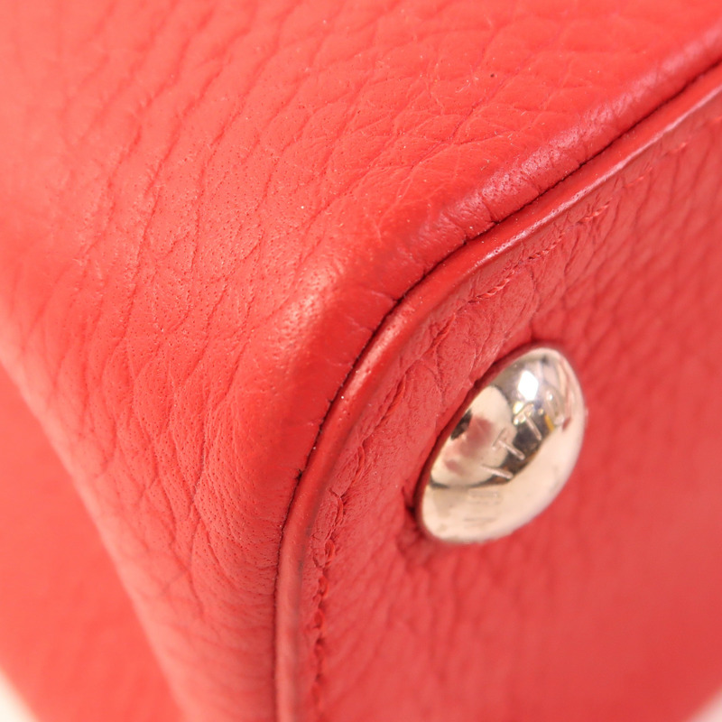 LOUIS VUITTON Taurillon Capucines BB銀扣手挽肩背兩用袋-8