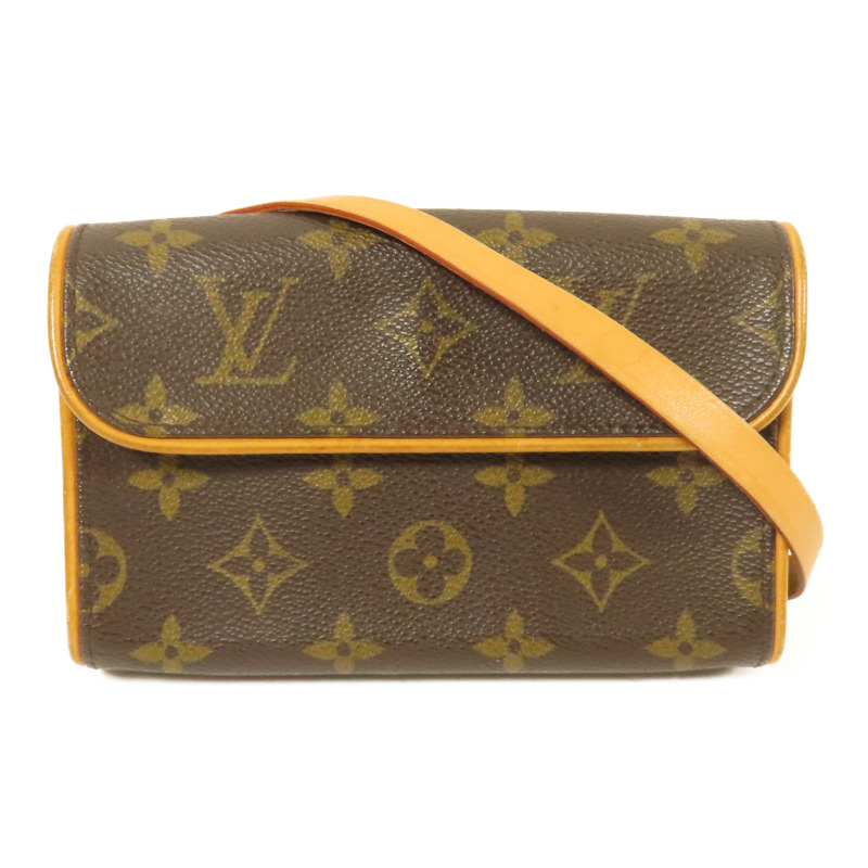 LOUIS VUITTON Monogram Pochette Florentine金扣腰包棕色-0