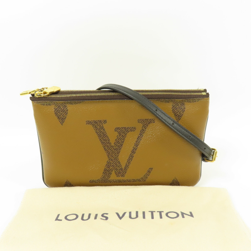 LOUIS VUITTON Monogram Giant Reverse Double Zip Pochette金扣肩背袋-12