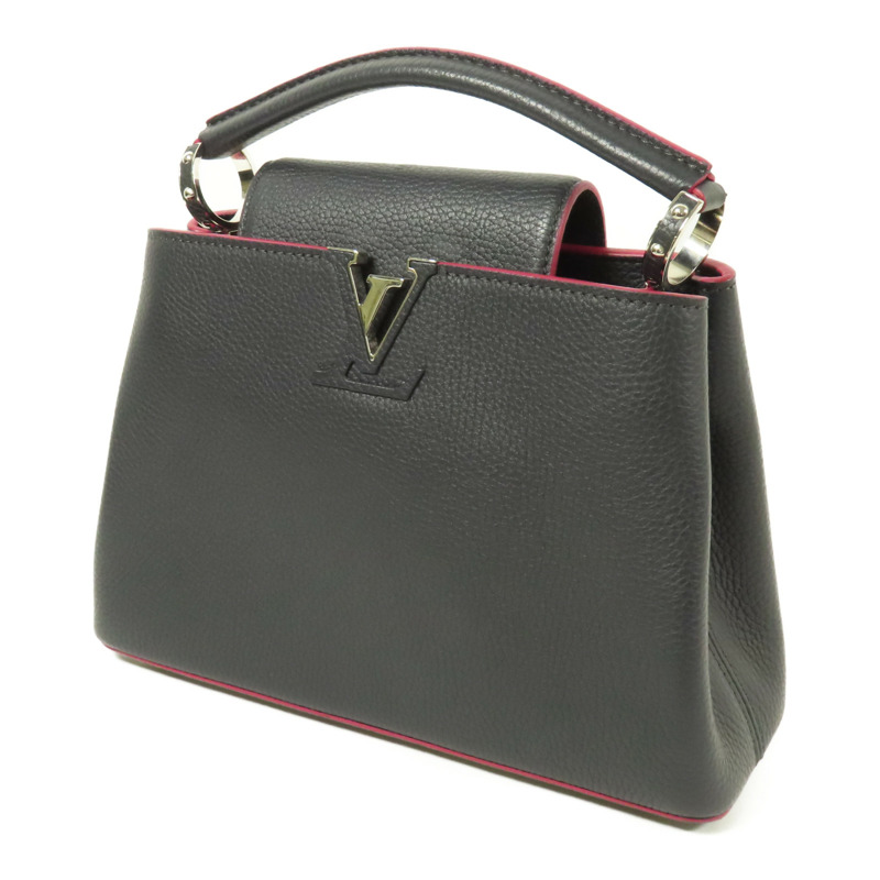 LOUIS VUITTON Taurillon Capucines BB銀扣手挽肩背兩用袋-2
