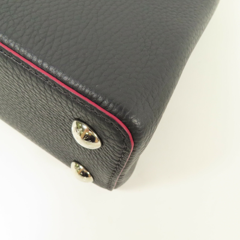 LOUIS VUITTON Taurillon Capucines BB銀扣手挽肩背兩用袋-7