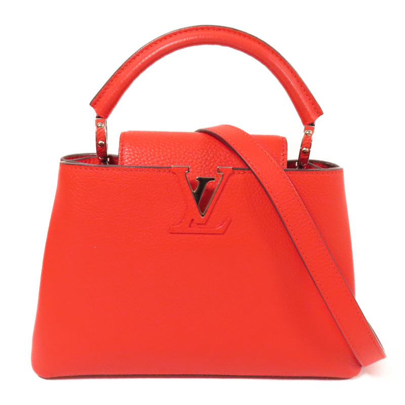 LOUIS VUITTON Taurillon皮革Capucines BB銀扣手挽肩背兩用袋-0
