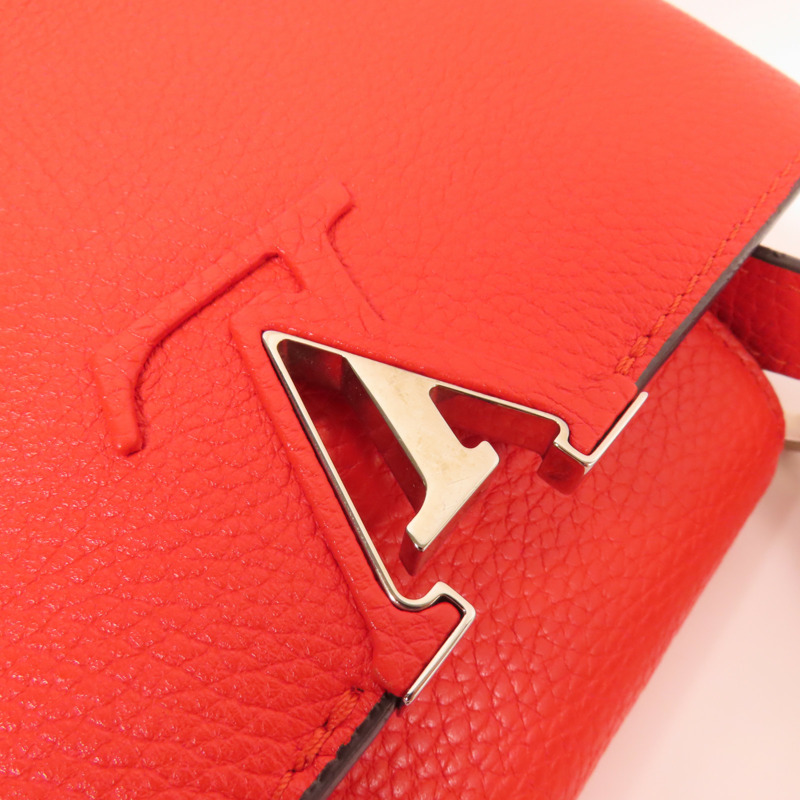 LOUIS VUITTON Taurillon皮革Capucines BB銀扣手挽肩背兩用袋-10