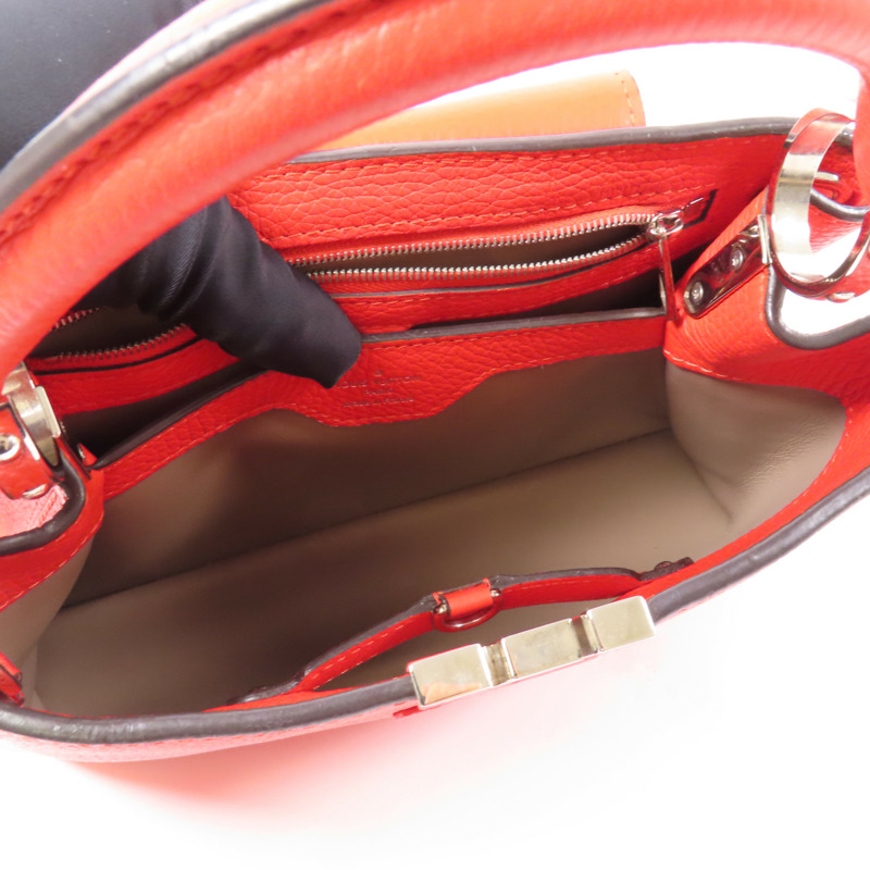 LOUIS VUITTON Taurillon皮革Capucines BB銀扣手挽肩背兩用袋-12