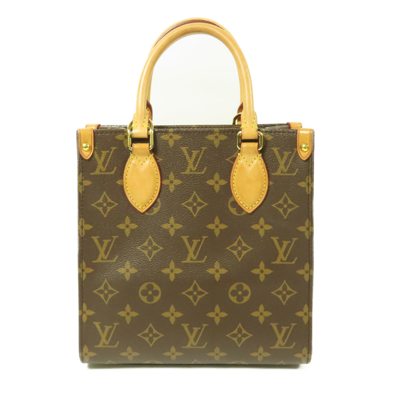 LOUIS VUITTON Monogram Sac Plat BB金扣手挽肩背兩用袋棕色-1
